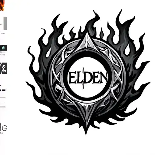 The Elden Ring Logo Surrounded By Fire Flames