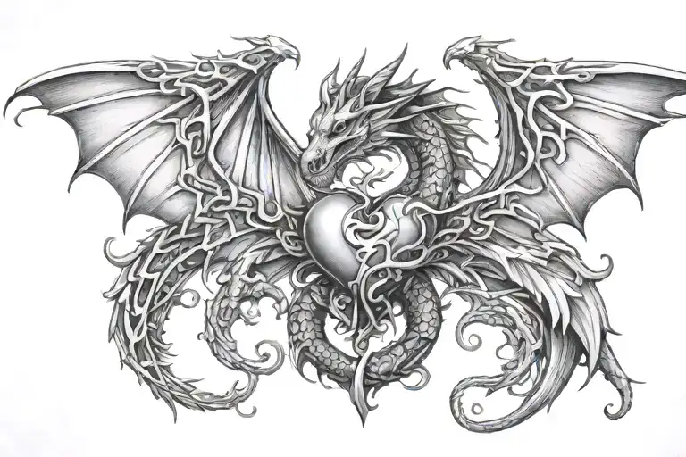 Dragon With Angel Wings And Heart