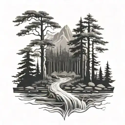 Men's Outdoor Theme Water Leading Into Woods Leading