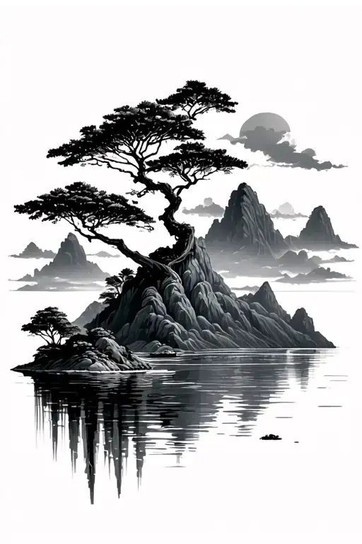 Mountains Trees Nature Scenery Tropical Island Ancient Encryption