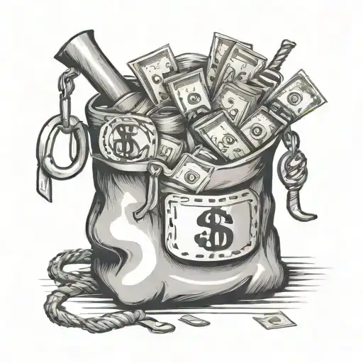 Money Bag Construction Tools Intertwined