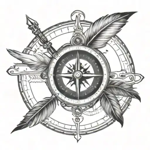 Compass With Feather Showing Navigation