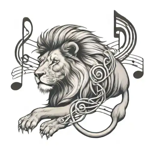 Lion With Music Note Surround Kind