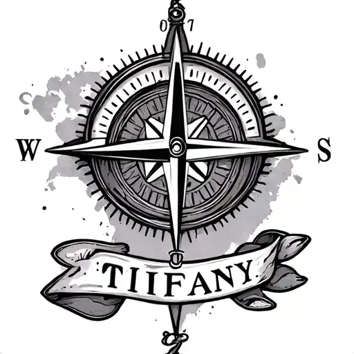 Tiffany Name Written Around A Compass
