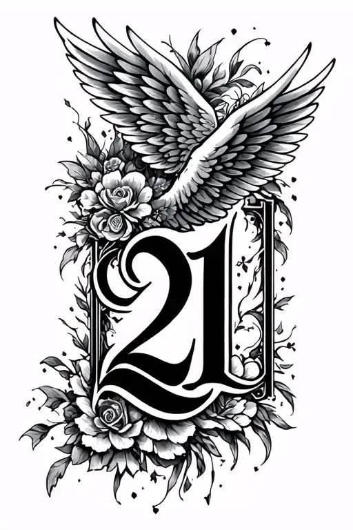 Imagine A Tattoo 21 In A Cool Font And A Cool Border With Angel Wings For The Outter Forearm
