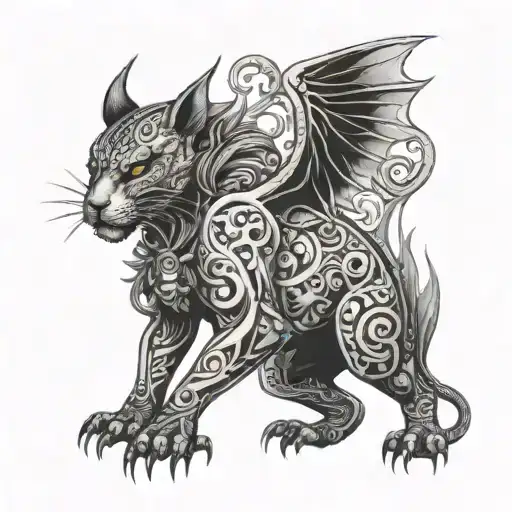 Fantasy Creature With Healing Symbols And Hispanic Elements