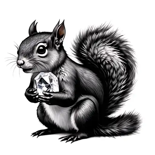 Spiritual Squirrel Holding A Crystal