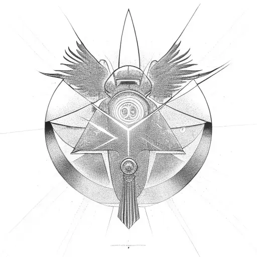 Phoenix Robot With Sun Geometric