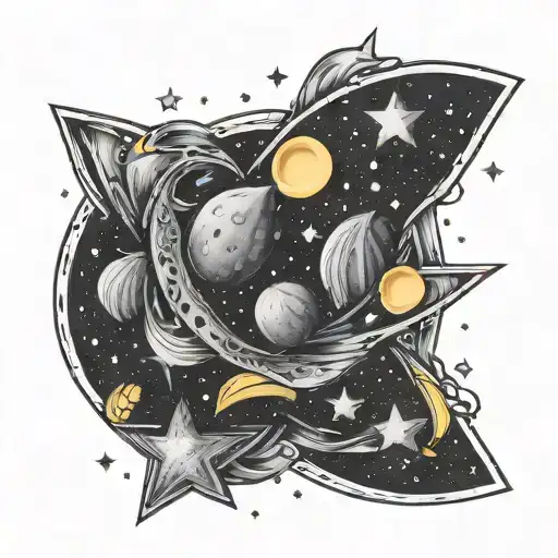 A Galaxy Made Of Mango Slices With Stars Shining Through