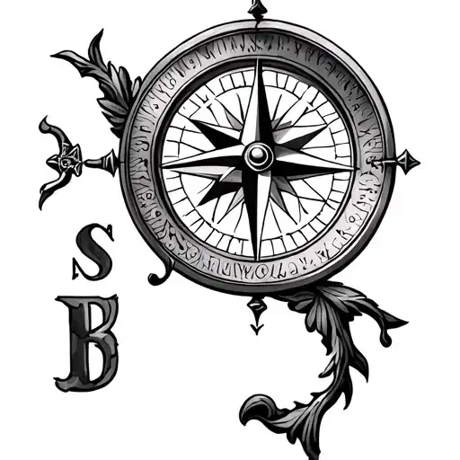 Italy And Compass Intertwined