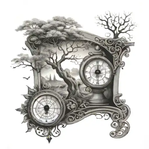 A Tree Of Life A Spiral Staircase A Compass An Hourglass