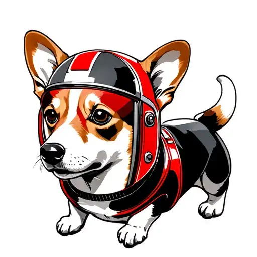 Tri Color Corgi In Star Wars Red Squadron Helmet