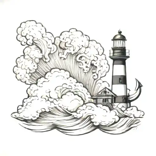 Anchor Lighthouse Storm Clouds