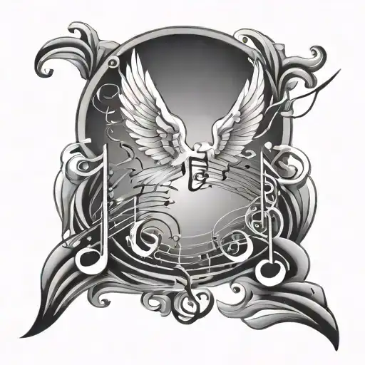 Music Notes With Angels Flying