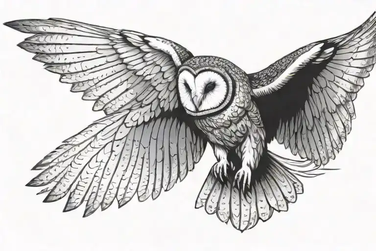 Barn Owl With Large Wings Spread