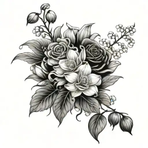 Lily Of The Valley Rose Cosmos Snow Drop And Carnation Arrangement