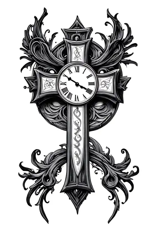 Bayzantine Cross With Clock Face Surrounded