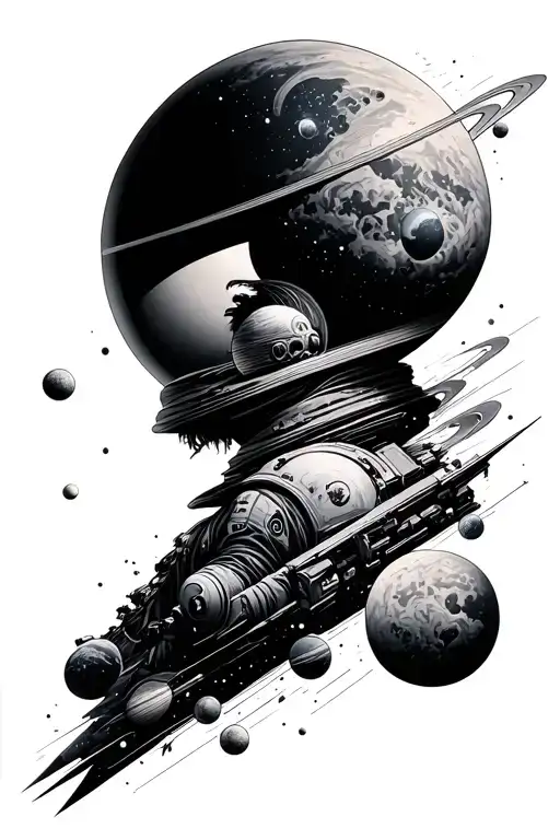 Fine Line Geo Realism Space Themed