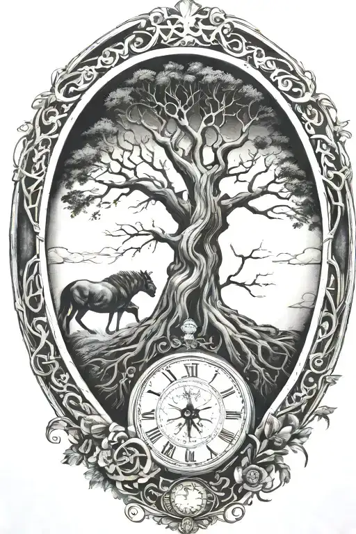 Tree Of Life And With A Wheel Of Time Piece That Don't Over Lap