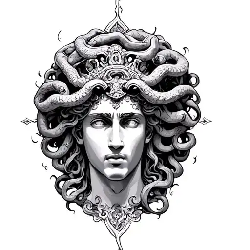 Greek Gods With The Goddess Medusa Above