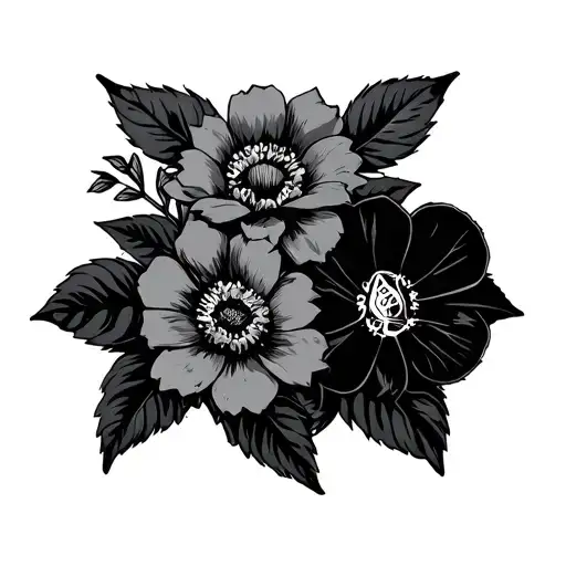 Flowers In Vine With Rebel Symbol