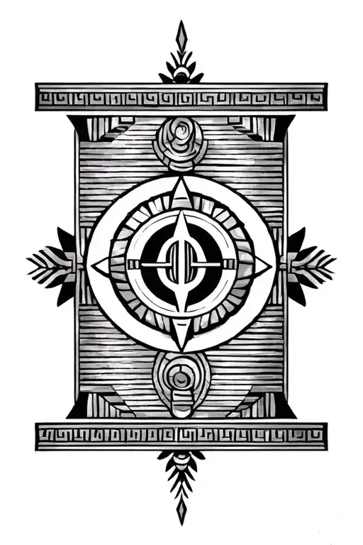 Lower Back Egyptian Style Tattoo With Symbol In Centre