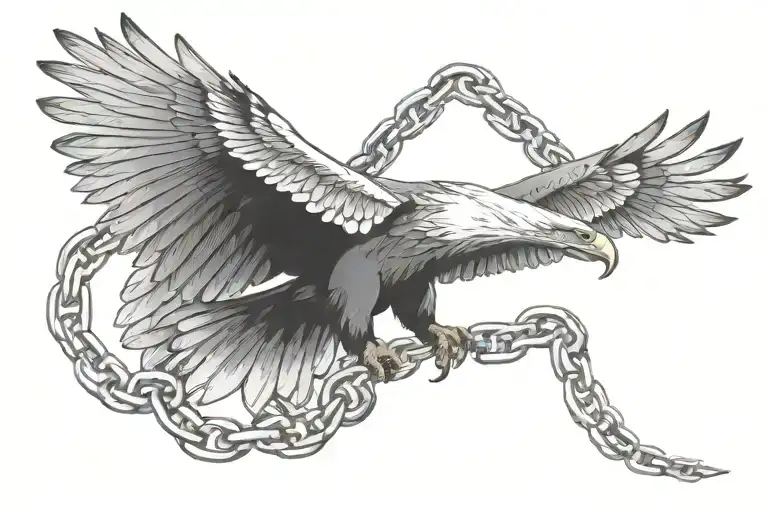 Soaring Eagle Holding Chain Wrapped Holding The Word Piper