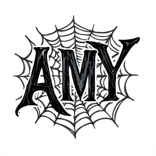 The Name Amy Surrounded By Spider Web