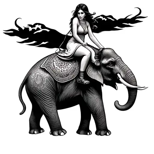 Woman Riding An Elephant