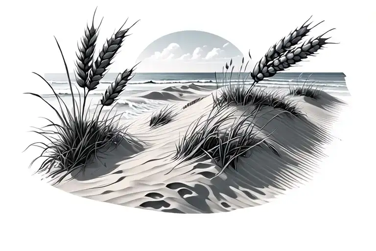 Grainy Beach Sand Dune With Seaoats