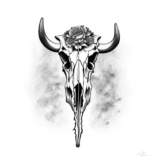 Western Cow Skull With Pistols