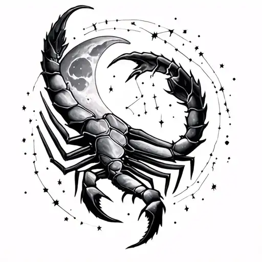 Space With Moon And Constellation Scorpio