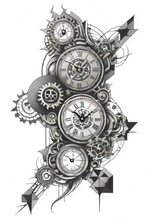 Geometric Shapes Surrounding Clock Face