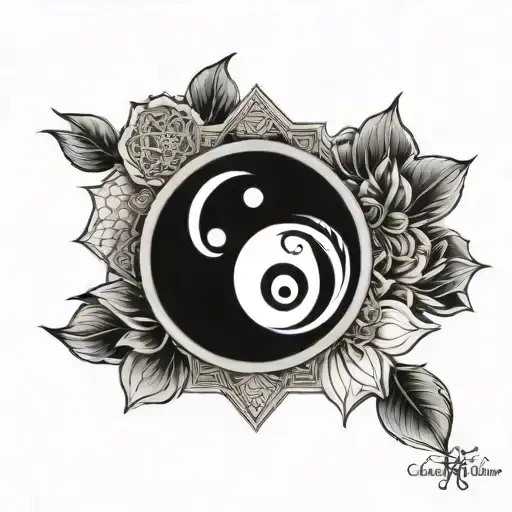 Yin Yang And Buddha And Flower Of Life
