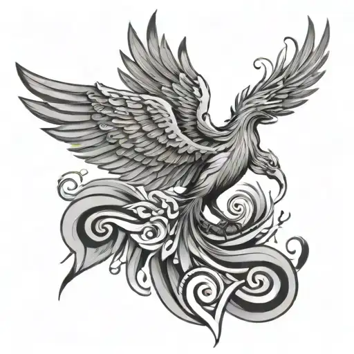 Pheonix With Healing Symbols And Hispanic Elements Intertwined