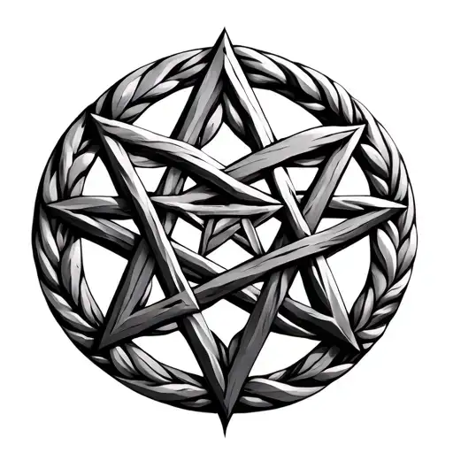 Embossed 3D Pentagram Intertwined