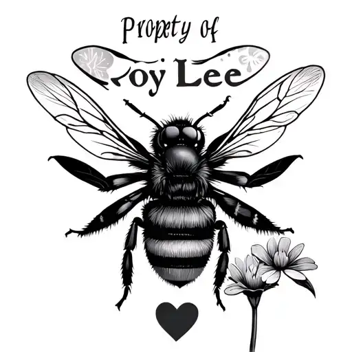 Property Of Roy Lee With A Small Bumble Bee After The Word Lee And A Simple Flower Or Heart