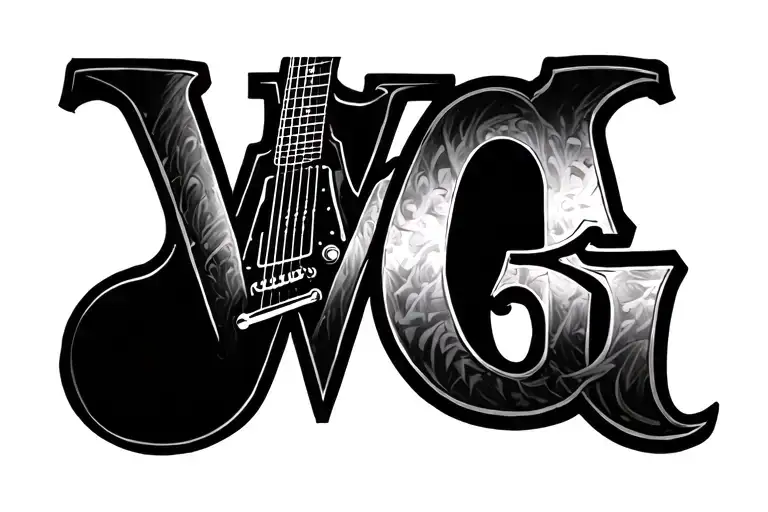 Guitar With V And G Letters