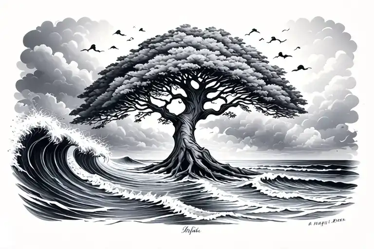 Beach Waves Family Tree Intertwined