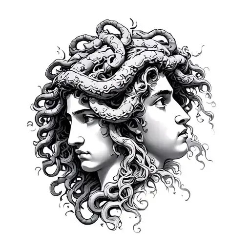 Greek Gods With The Goddess Medusa Above