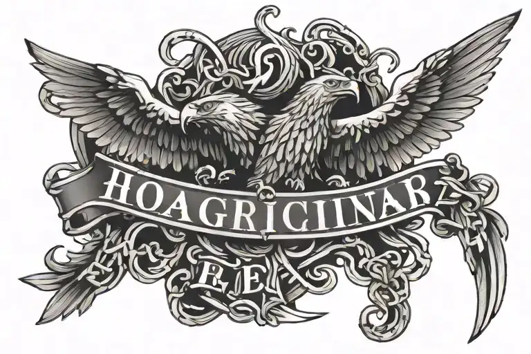 Piper Block Letters Wrapped In Chain Held By Eagle Soaring