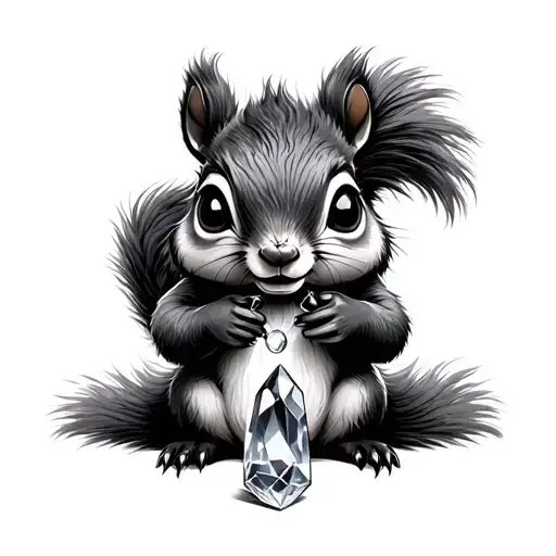 Spiritual Squirrel Holding A Crystal With Piercing