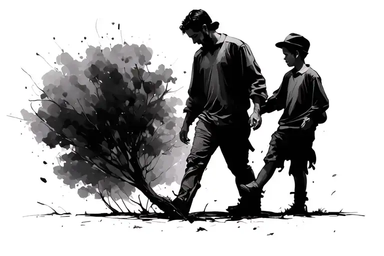 Father And Son Walking Together