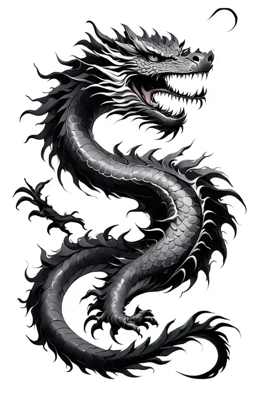 Asian Style Brushstroke Dragon