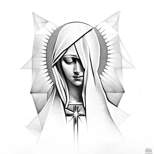 Virgin Mary Made Of Geometric Shapes