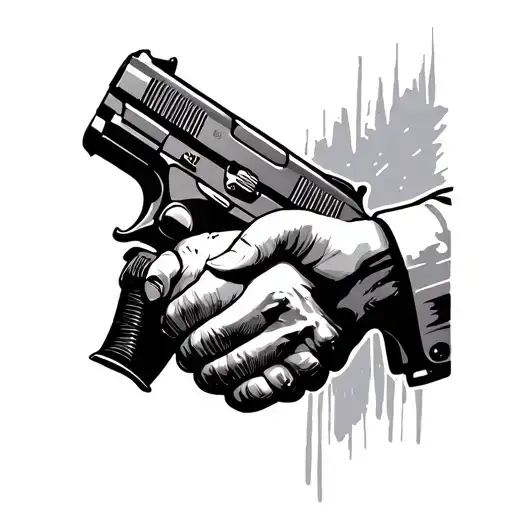 A Hand And A Gun Shaking Hands