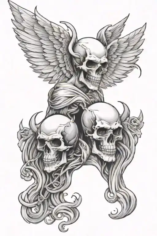 Angel Vs Demon Skull