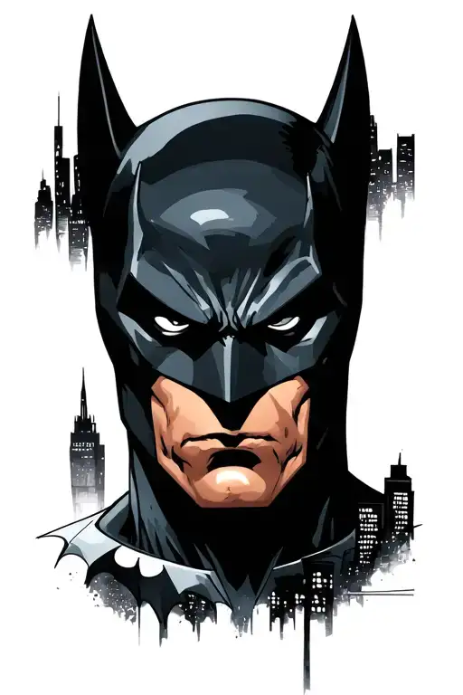 Bat Man City Skyline In The Background