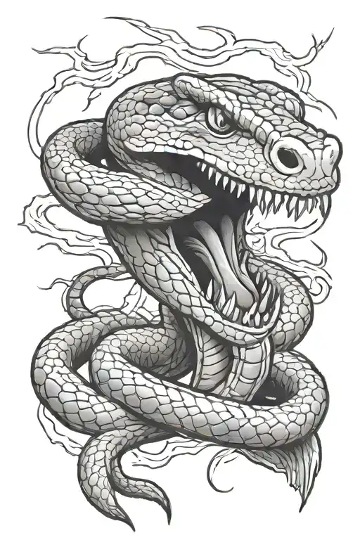 Decaying Rattlesnake With Open Mouth And A Desert Ranch Background