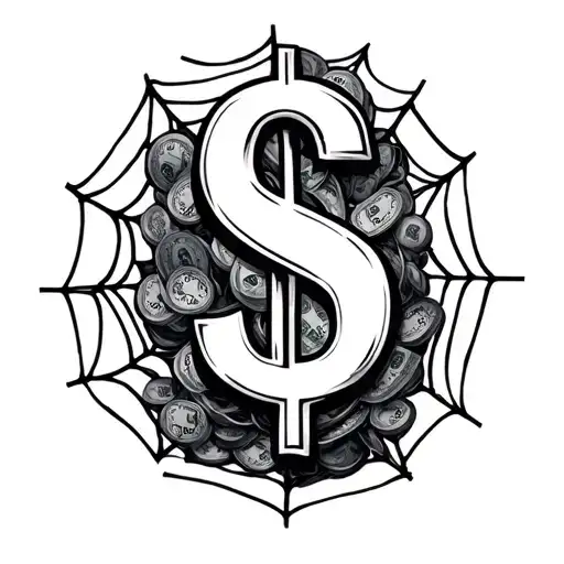 Money Sign Surrounded By Web